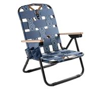 Genérico Silla de Playa portátil Twilight Blue con Correa de Transporte, Asas de Madera, portavasos, diseño reclinable y Plegable, Soporte de 300 Libras