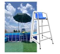 Genérico Silla de socorrista: Silla de observación de Acero Inoxidable con Asiento, Gancho y Orificio para Parasol para Operaciones de Seguridad y Rescate en la Playa (tamaño: 1,5 m de Altura y 3 esc