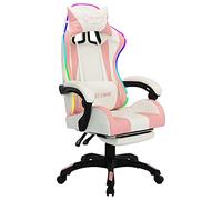 Genérico Silla Gaming con Luces LED RGB Cuero sintético Rosa y Blanco,Mobiliario de Oficina,Sillas de oficina-288014