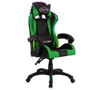 Genérico Silla Gaming con Luces LED RGB Cuero sintético Verde y Negro,Mobiliario de Oficina,Sillas de oficina-287999