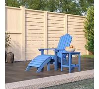 Genérico Silla jardín Adirondack con reposapiés y Mesa HDPE Aguamarina,Asientos de Exterior,Sillas de jardín-3095711