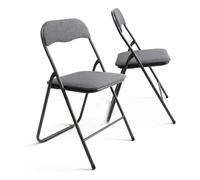 Genérico Silla Plegable Acolchada con Asiento de Tela, Gris Antracita, Estructura Negra, 44x48x78 cm