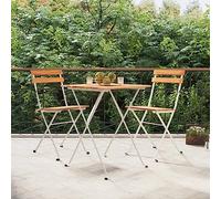 Genérico Sillas cafetería Plegables 2 uds Acero y Madera Maciza Acacia,Mobiliario,Muebles de jardín,Asientos de Exterior,Sillas de jardín-319974