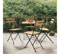 Genérico Sillas cafetería Plegables 4 uds Acero y Madera Maciza de Teca,Asientos de Exterior,Sillas de jardín-319980