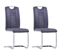 Genérico Sillas de Comedor voladizas 2 uds Piel de Ante Artificial Gris,Mobiliario,Sillas,Sillas de comedor-281785