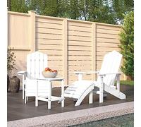 Genérico Sillas de jardín Adirondack con reposapiés y Mesa HDPE Blanco,Asientos de Exterior,Sillas de jardín-3095712