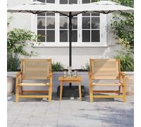 Genérico Sillas de Jardín con Mesa 3 pcs Beige Madera de Acacia Sólida,Mobiliario,Muebles de jardín,Asientos de Exterior,Sillas de jardín-3214439