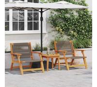 Genérico Sillas de Jardín con Mesa 3 pcs Gris Madera de Acacia Sólida,Mobiliario,Muebles de jardín,Asientos de Exterior,Sillas de jardín-3214438