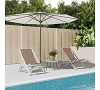 Genérico Sillas de Playa Plegables 2 uds Aluminio y textilene marrón,Asientos de Exterior,Sillas de jardín-360170