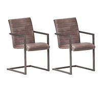 Genérico Sillas voladizas de Comedor 2 Unidades Cuero auténtico marrón,Sillas de comedor-321841