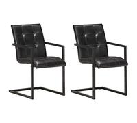 Genérico Sillas voladizas de Comedor 2 Unidades Cuero auténtico Negro,Mobiliario,Sillas,Sillas de comedor-321848