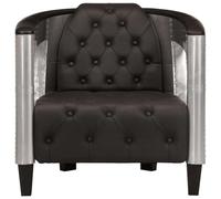 Genérico Sillón de Aviador de Cuero auténtico Negro,Mobiliario,Sillas,Sillones-247795