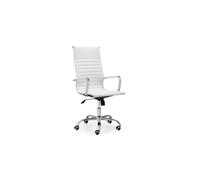 Genérico Sillón Giratorio Letter en Símil Piel - Disponible en Blanco y Negro, Altura Regulable, Mecanismo Basculante, Estructura Cromada, Diseño Elegante y Cómodo, 64 x 64 x 106-116 cm (Blanco)