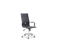 Genérico Sillón Giratorio Letter en Símil Piel - Disponible en Blanco y Negro, Altura Regulable, Mecanismo Basculante, Estructura Cromada, Diseño Elegante y Cómodo, 64 x 64 x 106-116 cm (Negro)