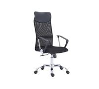 Genérico Sillón Giratorio Red Transpirable Negro - Altura Regulable, Mecanismo Basculante, Apoyabrazos, Tejido Símil Piel, Cómodo y Elegante, 64 x 64 x 114-122 cm