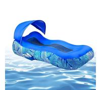 Genérico Sillón Inflable Tipo Tumbona De Exterior, Cama de Camping Hinchable Portátil con Sombrilla, Hamaca Neumática, para Picnic, Playa, Jardín, Patio, Césped, Camping, Jardín Trasero, Exterior