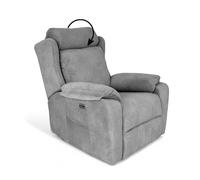 Genérico Sillon Relax Reclinable Eléctrico, Gravedad Cero | Cabezal Eléctrico | Desenfundable, Puerto USB | Madera de Pino | Reclinable para Salon | Sillones Reclinables Modernos | Gris
