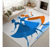 Genérico Silueta Baile Alfombras para Salon Alfombra Lavable en la Lavadora Chicas Elegantes, Comedor Dormitorio Decoración del Hogar Alfombra Antideslizante (Azul Naranja, 80 cm x 120 cm)