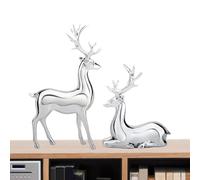 Genérico Silver Reindeer Figurines - 2PCS Electroplated Resin Statues | Handicraft Christmas Center Table Decorations, Reclining and Standing Deer Set for Living Room Bedroom Holiday Home Decor