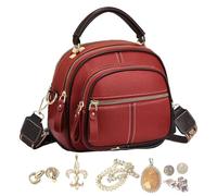 Generico Simple Leather Tote Bag - PU, Multifunctional Shoulder Bag, Hobo Bags | PU Leather Travel Bags For Women, Adjustable Strap, Large Capacity, Work Casual Daily Use, rojo, riferimento alla