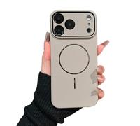 Genérico Simple Skin Feel Frosted Metal Ring Magnetic Phone Case for iPhone 17/16/15/14/13/12/11 Pro MAX Soft TPU Slim Shockproof Cover Anti Drop Lens Protection Shockproof Cove (Gray,FOR 15)