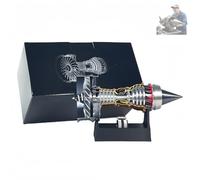 Genérico Simulation Aircraft Turbojet Engine Rotatable Model, Adjustable Speed Tr900 Turbofan Aircraft Turbojet Model Engine with Light with LED Light(Finished Product Red Light)