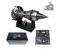 Genérico Simulation Aircraft Turbojet Engine Rotatable Model, Adjustable Speed Tr900 Turbofan Aircraft Turbojet Model Engine with Light with LED Light(Combination Red Light)