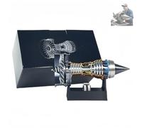 Genérico Simulation Aircraft Turbojet Engine Rotatable Model, Adjustable Speed Tr900 Turbofan Aircraft Turbojet Model Engine with Light with LED Light(Finished Product Blue Light)