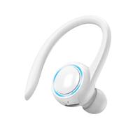 Genérico Single Ear Wireless Earphones 5.2, Noise-Cancelling Cordless In-Ear Headset with Ear Hook, 50mAh, Comfortable Earpiece for Sports Business Calls Travel, Black White