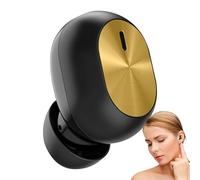 Genérico Single Earbud, Wireless Earpiece, Compact Headset, Ultra-Small Invisible Design, Lightweight for Comfort, Ideal for Driving Audiobooks Calls, 0.75x0.75x0.55 Inches, Black Gold, 1pc