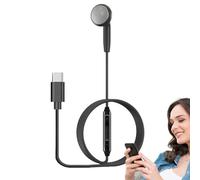 Genérico Single-Sided Earphones - Black Business Study Headset | Wire Control Microphone, 3.94ft PVC Cable, Type-C or 3.5mm Interface, Comfortable Single Ear Design for Family Coworkers Students