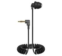Genérico Single-Sided Spring Wire Earphone | 3.5mm Jack, Black, 35-80cm Stretch | Soft Earbud For Sleep Monitoring | Coiled Cord Headset For MP3, Receiver Clip