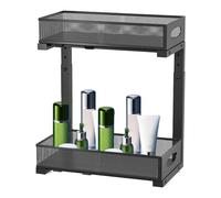 Genérico Sink Organizer, Kitchen Tray, Pull Out Under Cabinet Shelf 15,7 x 10,6 pulgadas, Multi-Purpose 2tier Organizer, Storage Rack for Kitchens, Bathroom, Laundry, Room, Pantry, Closet, Black White