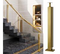 Genérico Sistema de barandilla de Vidrio y Acero Inoxidable Dorado - Kit de barandilla Moderno para terrazas y Patios, para Paneles de 10 mm a 12 mm de Grosor, Poste Final Dorado de 135 cm, solución
