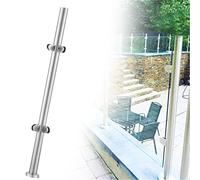 Genérico Sistema de Postes Redondos de Acero Inoxidable duraderos para barandillas de Vidrio, 100 cm de Altura para separadores de atrios y barandillas de escaleras, Abrazaderas Modernas para pilares