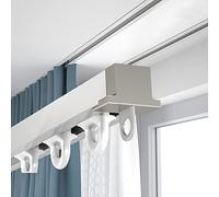 Genérico Sistema de riel Deslizante de Aluminio para Cortinas de Techo, Kit de riel Divisor de ambientes para Montaje en Techo, Barra divisoria metálica empotrada (Blanco, 3 m/9,8 pies)