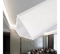 Genérico Sistema de riel difusor de Barra de luz LED en Forma de V - Iluminación Decorativa indirecta de Aluminio, Perfil de Yeso de zócalo Extra Ancho, 600 cm (19,6 pies) - Ideal para Cine en casa y