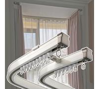 Genérico Sistema de riel Doble Flexible de aleación de Aluminio para Cortinas en ventanales | Montaje en Techo/Pared de 1,4 m (4,6 pies) | Fácil instalación para Cortinas y visillos | Diseño Curvo