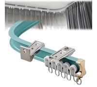 Genérico Sistema de riel para Cortinas, Barra Flexible para ventanal - Riel Curvo y Flexible de 2,8 m/9 pies con guías de poleas silenciosas - Fácil instalación, Duradero, Elegante diseño Azul para l