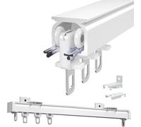 Genérico Sistema de riel para Cortinas, riel de Aluminio para Montaje en Techo y Pared con Rodillos silenciosos - Kit de riel Divisor de ambientes de 180 cm / 5,9 pies (Blanco) para un Funcionamiento