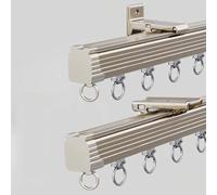 Genérico Sistema de rieles de Aluminio para Cortinas de Techo: rieles deslizantes para Cortinas, Ideales como Separador de ambientes para Sala de Estar y Dormitorio (Color champán, 310 cm).
