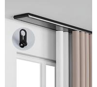 Genérico Sistema de rieles para Cortinas, Juego de rieles de Aluminio de Doble riel para Montaje en Techo - Sistema Deslizante Negro de 4,9 m para Sala de Estar y dormit