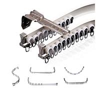 Genérico Sistema de rieles para Cortinas, riel de Aluminio Flexible para Cortinas - Montaje en Techo o Pared, Sistema de rieles curvos para Cortinas para caravanas y ventanales, Longitud Ajustable de