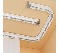 Genérico Sistema de rieles para Cortinas, riel de riel para Cortinas de Alta Resistencia montado en el Techo, Sistema Deslizante de Aluminio de 2,13 m (7 pies) para Cortinas de Ducha y caravanas, DIS