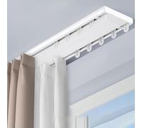 Genérico Sistema de rieles para Cortinas, riel Doble de Aluminio Resistente para Cortinas - Riel silencioso para Montaje en Techo, sin daños, Sala de Estar, Dormitorio, Separador de amb