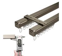 Genérico Sistema de rieles para Cortinas, riel Doble de Aluminio Resistente para Cortinas - Rieles Flexibles para Montaje en Techo/Pared con Rodillos silenciosos para Separador de ambientes - Marrón,