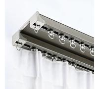 Genérico Sistema de rieles para Cortinas, riel Doble para Cortinas montado en el Techo, Sistema Deslizante silencioso de Aluminio para Separador de ambientes