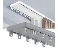 Genérico Sistema de rieles para Cortinas, riel Doble Resistente para Cortinas - Montaje en Techo de Aluminio Ajustable, 1,5 m/4,6 pies para Sala de Estar, baño y dormitorios, fácil instalación, Acaba