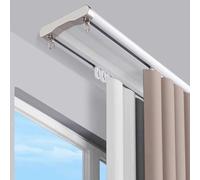 Genérico Sistema de rieles para Cortinas, riel Doble silencioso para Cortinas - Sistema de Doble riel de aleación de Aluminio para Montaje en Techo con conexión Cruzada