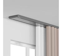 Genérico Sistema de rieles para Cortinas, riel silencioso de Aluminio para Ventanas saledizas, Doble conexión de 120 cm (3,9 pies) - Ideal para Cortinas Opacas, Acabado Gris, Duradero, fácil de Insta